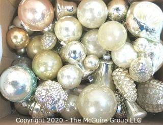 Group of Vintage Silver Hand Blown Glass Ornaments