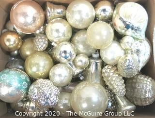 Group of Vintage Silver Hand Blown Glass Ornaments