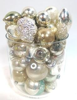 Group of Vintage Silver Hand Blown Glass Ornaments