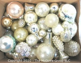 Group of Vintage Silver Hand Blown Glass Ornaments