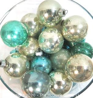 Group of Vintage Blue Hand Blown Glass Ornaments