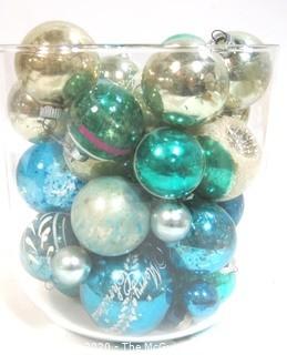 Group of Vintage Blue Hand Blown Glass Ornaments