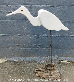 Decorative Wood Standing Bird or Heron.  Measures approximately 35" tall.