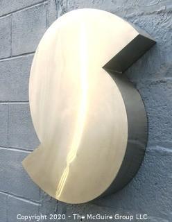 Large Deco Metal Sign Letter S.  Measures approximately 25" long and 19" wide.