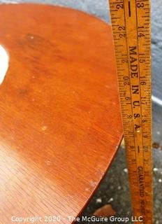 Vintage Mid Century Round Wooden Coffee Table with Tile Mosaic Insert on Top.