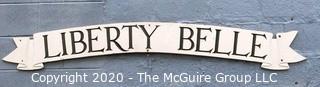 Transom Vessel Name Plate From a Custom Designed 52' Motor Sailor; Built City Island, NY circa 1955;  Measures approximately 71" long and 9" wide.