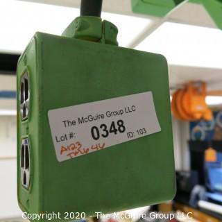 Daniel Woodhead 600V Model 9383 Industrial Grade Ceiling Mounted Retractable Electrical Cord Reel;  12/3 SOW-A 90C (Unit has been disconnected from power source, but still requires disassembly from ceiling by buyer)