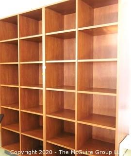 Wooden Cabinet Shelf with 24 Square Cubbies. Measures approximately 7' x 6'.