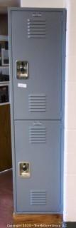 Set of Stacked Blue Metal Combination Lockers 15" x 18"