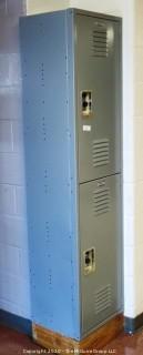 Set of Stacked Blue Metal Combination Lockers 15" x 18"