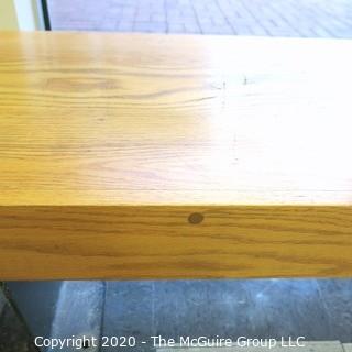 19 x 74 x 15"t Mid Century Modern Wooden Foyer Bench with Cast Iron Legs. 