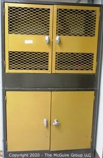 Metal Wall Cabinet with Mesh Doors.  Measures approximately 62" tall x 35" wide x 20" deep.