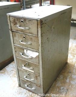 11" x 24" x 28" Vintage Industrial Six Drawer Metal File Cabinet