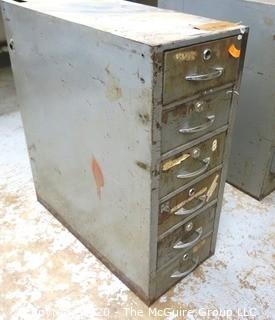 11" x 24" x 28" Vintage Industrial Six Drawer Metal File Cabinet; With Contents.