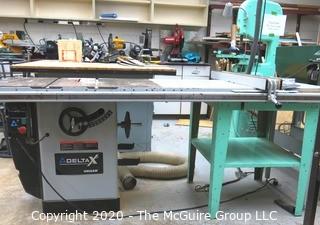 Delta X5 UNISAW Table Saw with metal base side feed table; 220V; As Is.  