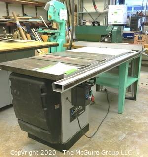 Delta X5 UNISAW Table Saw with metal base side feed table; 220V; As Is.  