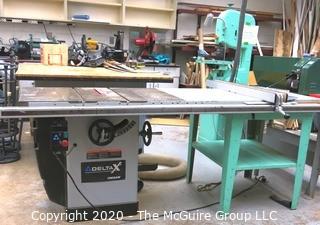 Delta X5 UNISAW Table Saw with metal base side feed table; 220V; As Is.  