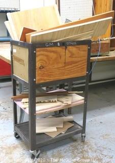 Metal/Wood Crate on Casters with Wood Scraps