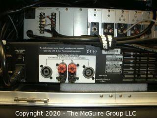 1970's Power Case with Technomad 2 channel power amp and TOA 900 Series II Amplifier M-900MK2. Lights operate when powered on. Otherwise untested.