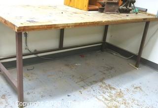 36 X 80 X 31"t Industrial Wood Workshop Table with Steel Base. 