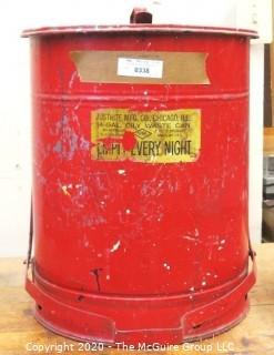 16" Diameter x 20"T Industrial Red Justrite 14 Gallon Oily Waste Can  (USED)