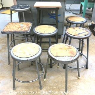 (8) Industrial Stools; Heights and styles vary. 