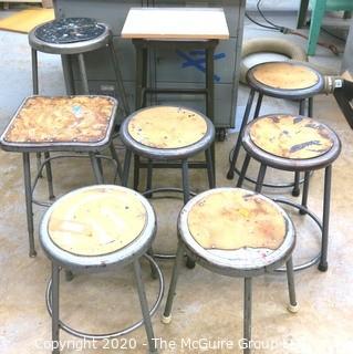 (8) Industrial Stools; Heights and styles vary. 