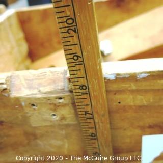 Vintage Wooden Crate on Casters with Wood Scraps. 