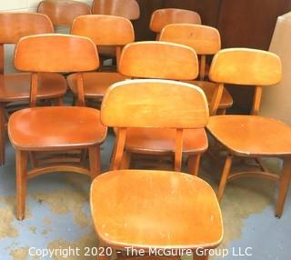 Set of (10) Mid-Century Wooden Side Chairs.  