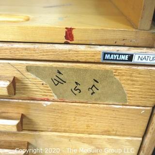 41" x 15" x  27" Wood Desk Top (5) Drawer Flat File made by Mayline Naturalist. 