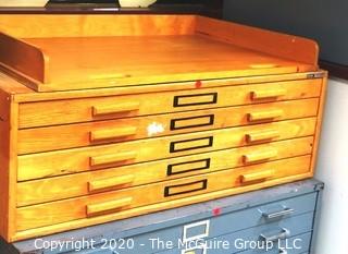 41" x 15" x  27" Wood Desk Top (5) Drawer Flat File made by Mayline Naturalist. 