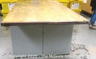 48" x 84" x  33"t Industrial Wood Workshop Table with Steel Locker Base. 