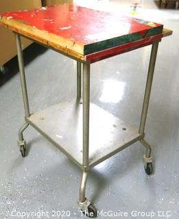 Rolling wood topped platform cart