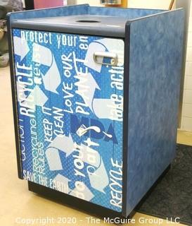 Rolling recycling bin cabinet