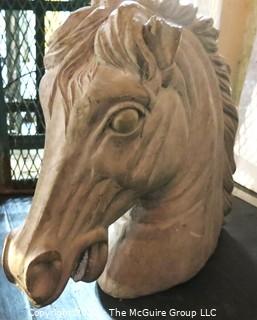 Cement Mustang Horse Head.  Measures approximately 18" tall and 20" long.