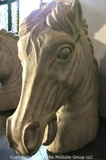 Cement Mustang Horse Head.  Measures approximately 18" tall and 20" long.