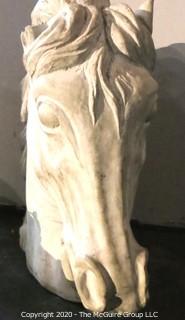 Cement Mustang Horse Head.  Measures approximately 18" tall and 20" long.