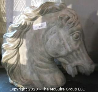 Cement Mustang Horse Head.  Measures approximately 18" tall and 20" long.