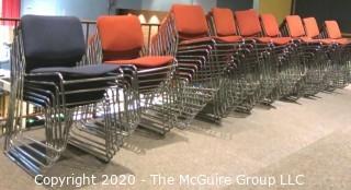 (140) Metal Frame Stackable Chairs Made by MLP Seating Corporation. 