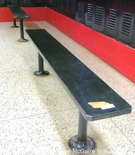 (2) Wooden Locker Benches with Metal Pole Bases (Buyer to Disassemble from floor)