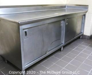 30 x 96 x 36"t Stainless Steel prep table with sliding door storage underneath