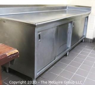 30 x 96 x 36"t Stainless Steel prep table with sliding door storage underneath