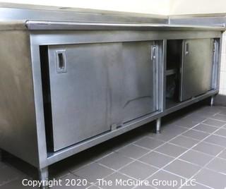 30 x 96 x 36"t Stainless Steel prep table with sliding door storage underneath