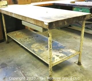 Wooden Work Bench with Metal Base.  30 x 72 x 34"t 