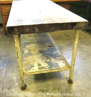 Wooden Work Bench with Metal Base.  30 x 72 x 34"t 