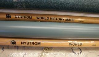 Collection of four (4) Nystrom pull down map sheets