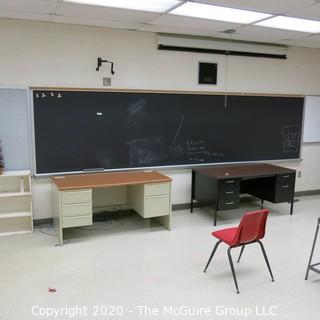 4' X 14' BLACK BOARD IN METAL FRAME (BUYER TO REMOVE FROM WALL)