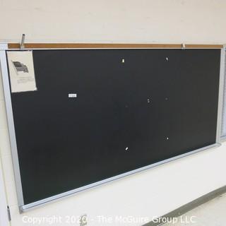 4' X 8' BLACK BOARD IN METAL FRAME (BUYER TO REMOVE FROM WALL)