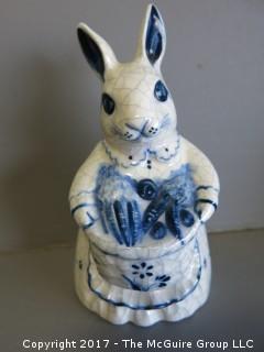 Collection includes Quimper cup, enameled vase, and hand painted bunny