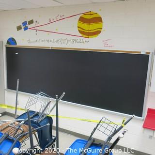 4' X 16' BLACK BOARD IN METAL FRAME (BUYER TO REMOVE FROM WALL)